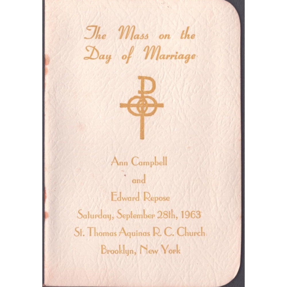 Vintage 1963 The Mass on the Day of Marriage Catholic Wedding Missal Brooklyn NY